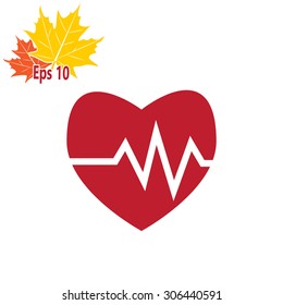 The heart and cardiogram icon