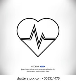 The heart and cardiogram icon