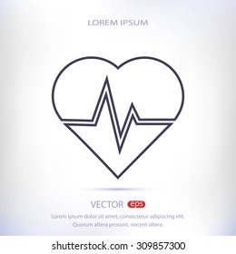 The heart and cardiogram icon