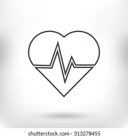 The heart and cardiogram icon