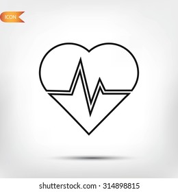 The heart and cardiogram icon