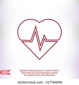 The heart and cardiogram icon