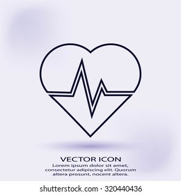 The heart and cardiogram icon