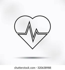 The heart and cardiogram icon