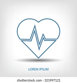 The heart and cardiogram icon