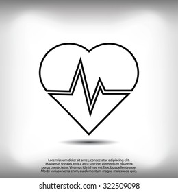 The heart and cardiogram icon