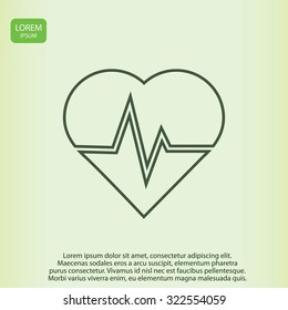 The heart and cardiogram icon