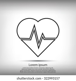 The heart and cardiogram icon