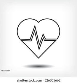 The heart and cardiogram icon