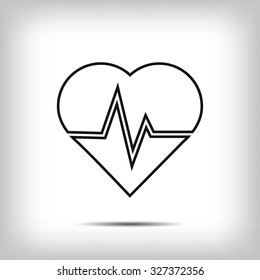 The heart and cardiogram icon