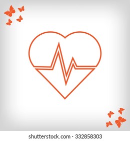 The heart and cardiogram icon