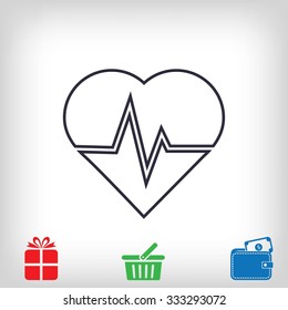 The heart and cardiogram icon