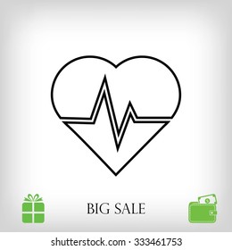 The heart and cardiogram icon