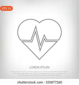 The heart and cardiogram icon
