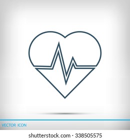 The heart and cardiogram icon
