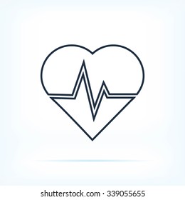 The heart and cardiogram icon