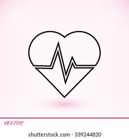 The heart and cardiogram icon