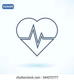 The heart and cardiogram icon