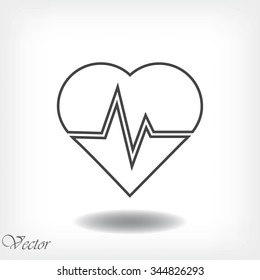 The heart and cardiogram icon