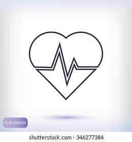 The heart and cardiogram icon