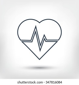 The heart and cardiogram icon
