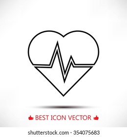The heart and cardiogram icon