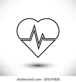 The heart and cardiogram icon