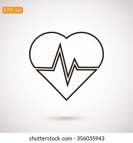 The heart and cardiogram icon