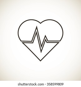 The heart and cardiogram icon