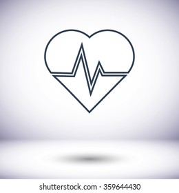 The heart and cardiogram icon
