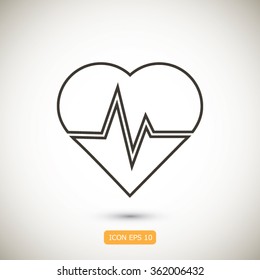 The heart and cardiogram icon