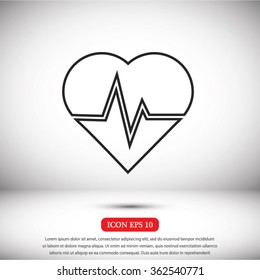 The heart and cardiogram icon