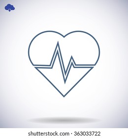 The heart and cardiogram icon