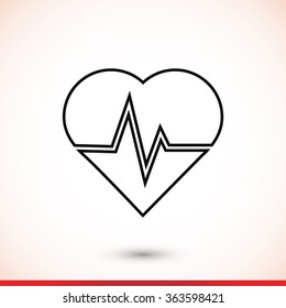 The heart and cardiogram icon
