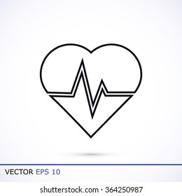 The heart and cardiogram icon