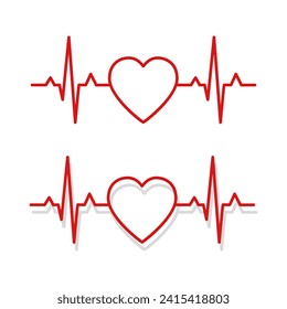 Heart cardiogram icon in linear style. Medical logo. Health medical symbol. Vector illustration isolated on white background. 