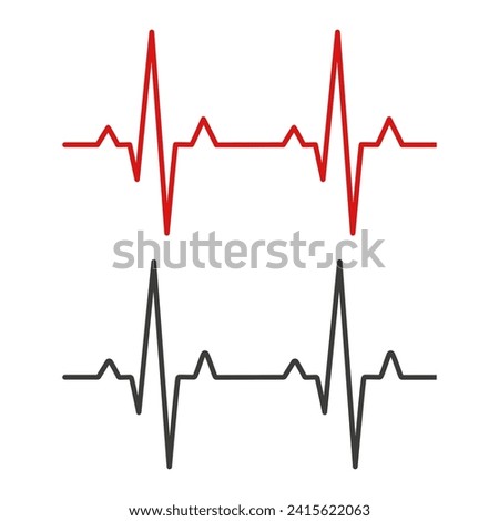 Heart cardiogram icon in linear style in black and red color. Medical logo. Health medical symbol. Vector illustration isolated on white background.