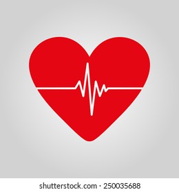 The heart and cardiogram icon. Heart and cardiogram symbol. Flat Vector illustration