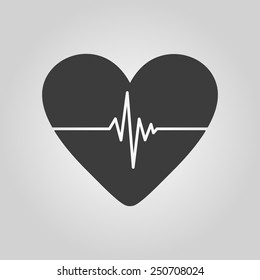 The heart and cardiogram icon. Heart and cardiogram symbol. Flat Vector illustration
