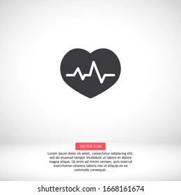 The heart and cardiogram icon. Vector Eps 10 . Lorem Ipsum Flat Design
