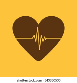 The heart and cardiogram icon.symbol. Flat Vector illustration