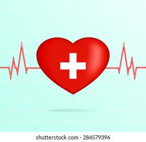 Heart with cardiogram. Illustration