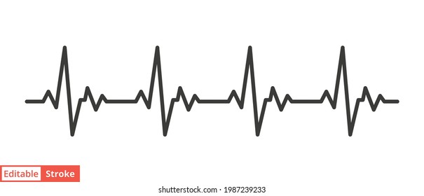 Heart cardiogram line icon. Simple outline style. pulse, ecg, ekg, hertbeat, electrocardiogram, graph, rhythm cardioid concept. Vector illustration isolated on white background. Editable stroke EPS 10