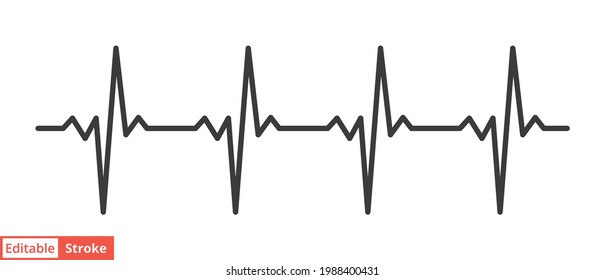 Heart cardiogram line icon. Simple outline style. pulse, ecg, ekg, hertbeat, electrocardiogram, graph, rhythm cardioid concept. Vector illustration isolated on white background. Editable stroke EPS 10