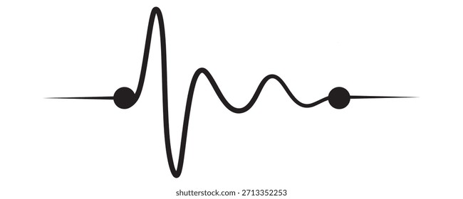 Ícone da linha do cardiograma do coração. Estilo de contorno simples. pulso, ecg, ekg, batimento cardíaco, eletrocardiograma, gráfico, conceito de ritmo cardioide. Ilustração vetorial isolada sobre fundo branco. Traço editável EPS 10
