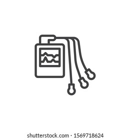 Heart Cardiogram machine line icon. linear style sign for mobile concept and web design. ECG machine display outline vector icon. Symbol, logo illustration. Vector graphics
