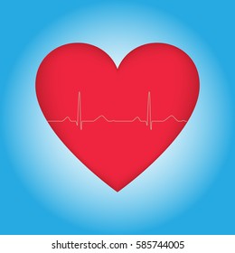 heart with cardiogram on blue background