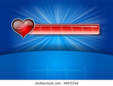 heart cardiogram on the blue background