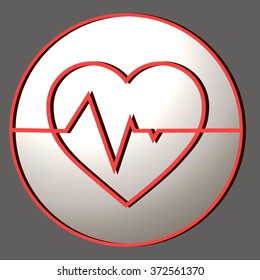Heart and cardiogram on a gray background. Vector icon