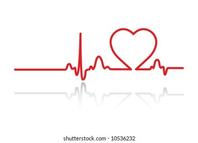 Heart cardiogram with heart on it (white)